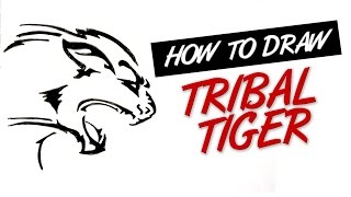 How to draw tribal tattoo tiger design #13