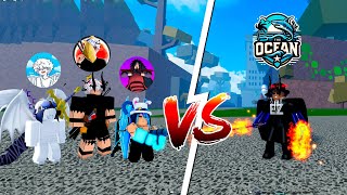 FUI PVP CONTRA YOUTUBERS VALENDO VAGA NA THE OCEAN NO BLOX FRUITS🦈👑❤️