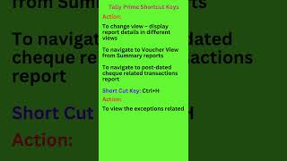 Change view navigate to voucher view summary reports post dated cheque exceptions related #Tally