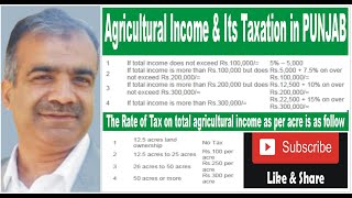 Tax on Agricultural Income I Complete details