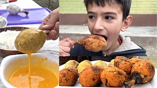 How To Cook Crispy And Delicious Chicken On Chicken Legs | Mountain Cooking |