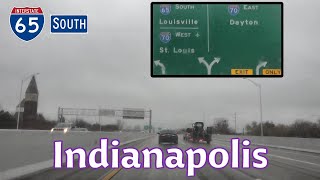 I-65 SOUTH through Indianapolis, Indiana (Rainy Drive)