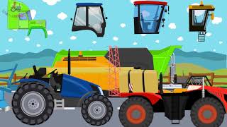 Study Farm Machines - Tractors and Harvester on the Farm | Transport Vehicles