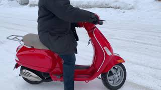 Very short Vespa ride by -22 deg C!