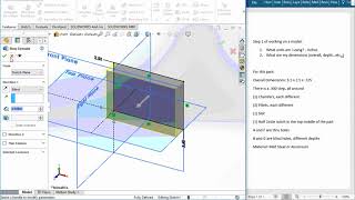 Hole Wizard, Slot Commands, and Chamfer in Solidworks 2019