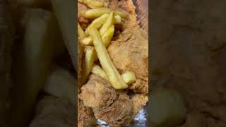 Broasted Chicken + Fries 🍟 and Arabic bread ( kubos ) #food #youtubeshorts