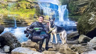 Treasure Hunt at the Waterfall: Youtuber and His Trusty Dog Search for Treasure Below!