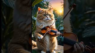 Cute cat playing violin #ai #animals