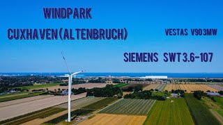 Windpark Cuxhaven-Altenbruch Siemens SWT 3.6-107, Vestas V90 3MW, Nordex N117 3.6,.. | Dji mini 2