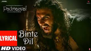 Padmaavat: Binte Dil Lyrical | Arijit Singh | Deepika Padukone | Shahid Kapoor | Ranveer Singh