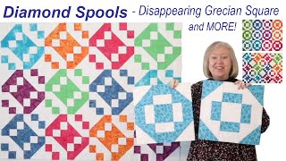 Diamond Spools, Brand New Disappearing Quilts made with Fat Quarters