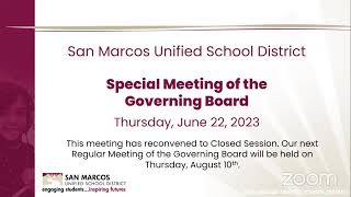 6/22/23 Special Meeting of the Governing Board