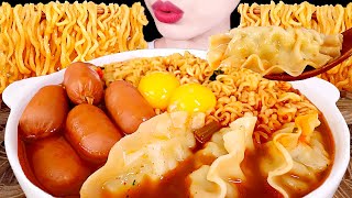 ASMR MUKBANG｜SPICY NOODLES SOUP, SHIN RAMEN, SAUSAGE, EGG, DUMPLING 신라면 만두 소세지 계란 EATING SOUNDS 먹방