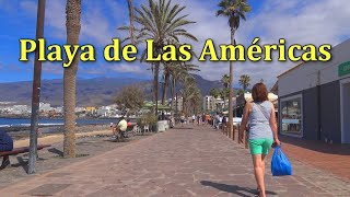 PLAYA DE LAS AMERICAS, TENERIFE, PROMENADE AND BEACH WALK