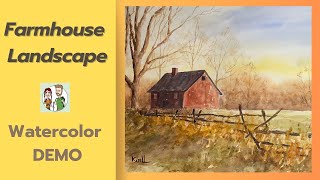 How to Paint a Farmhouse Landscape in Watercolor by Always Wandering Art / Wick House