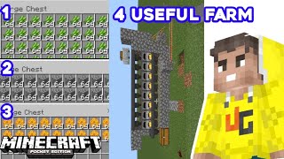 4 USEFUL FARM IN MINECRAFT  EASY TUTORIAL //Pocket Edition, java edition, bedrock Edition//