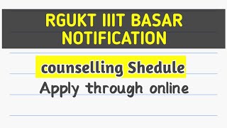 Rgukt iiit basara notification//apply online