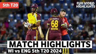 West Indies vs England 5th T20 Highlights 2024 | WI vs ENG 2024 | WI vs ENG 5th T20 Highlights 2024