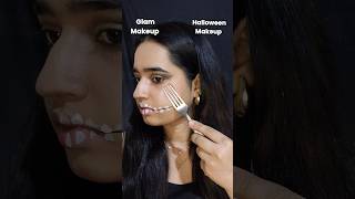 Glam Makeup Vs Halloween Makeup 🎃✨ #halloween #makeup #halloweenmakeuplook