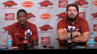 LB Larry Worth and OL Addison Nichols speak to media after fall camp