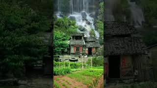 Nature | village house, waterfall, Chinese old houses | Nature 4k videos | short video