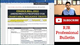 Budget 2022 Amendments  - Charitable/ Religious Trusts | RJR Professional Bulletin