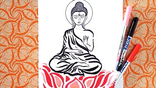 Gautam Buddha Drawing / Buddha Purnima Drawing/ How to draw Gautam Buddha