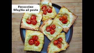 Focaccine sfoglia al pesto e pomodoro | Sfiziose e veloci