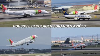 [4K] 10 MINUTOS POUSOS E DECOLAGENS GRANDES AVIÕES | Aeroporto de Lisboa-PT. ✅️