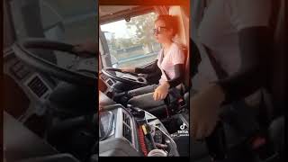 Beautiful Girl Truck Drivers | the lady truck driver, picking up goods on