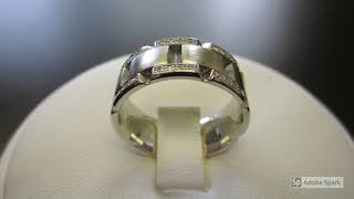 Men s Wedding Band in 19k White Gold with Pave Diamonds