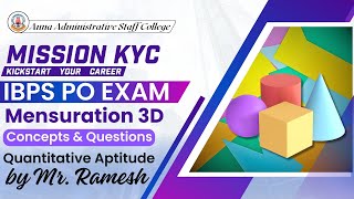 Mission KYC | Aptitude Class - 28 | Mensuration 3D by Mr. Ramesh | IBPS PO