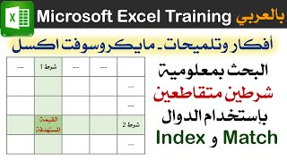 البحث بمعلومية شرطين متقاطعين بإستخدام الدوال Index و Match مايكروسوفت اكسل Excel