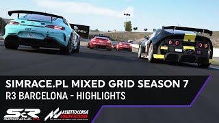 Simrace.pl Mixed Grid S7: R3 Barcelona - Highlights | Assetto Corsa Competizione