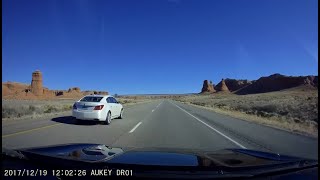 Driving on E I-70 nearby Capitol Reef National Park, Utah. 2017