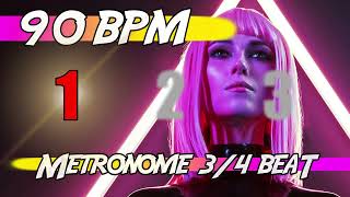 ✅ 90 BPM - 3/4 Metronome 🕰 Ten minutes of click track