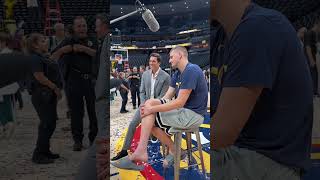 Nikola Jokic pouring beer on his teammates after winning the NBA finals 😂