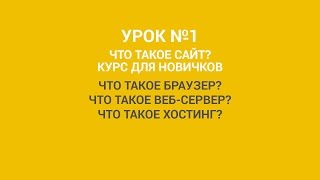 1 - УРОК 1. КУРС ОБУЧЕНИЯ. Что такое сайт.