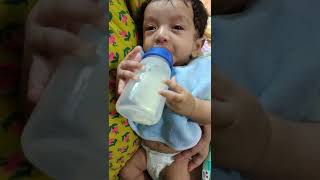 My 3 months Daughter having her own milk ☺️☺️ #3monthbaby #baby #cutebaby