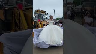 bride on tractor