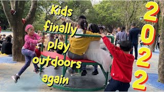 Kids finally play outdoors again