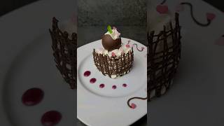 Dessert anrichten mit Schokoladengitter, Deko Idee, perfekter Teller #food #viral #dessert #short