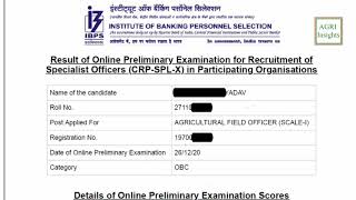 My AFO prelims scorecard // IBPS SO Agricultural field officer and cutoff 2020-21 #agriculture #afo