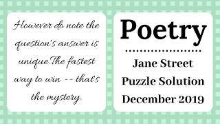 Jane Street December 2019 Puzzle Solution