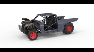 3D printable Dirt Dragster truck Scale 1:25 3D model view