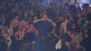 Boy George, all the models and staff celebrate Jean Paul Gaultier for his last Fashion Show in Pa