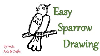 How to draw flying bird | Easy Sparrow Drawing | Easy drawing step by step | Easy Sketch art craft