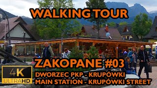 ⁴ᴷ⁶⁰ 🇵🇱 Zakopane/Poland Walking Tour - #03 - Rail Station - Krupowki St. (October 2021) [4K]