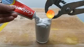 EXPERIMENT Glowing 1000 degree METAL BALL vs TOOTHPASTE