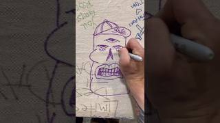 Daily Faces Challenge: Day 152/365 - Sharpie Marker Drawing on Tablecloth | Art Timelapse 💀 #shorts